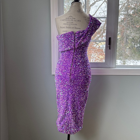 Catchall Alexandra velvet sequined one shoulder bodycon midi dress NWT size M - Picture 4 of 11